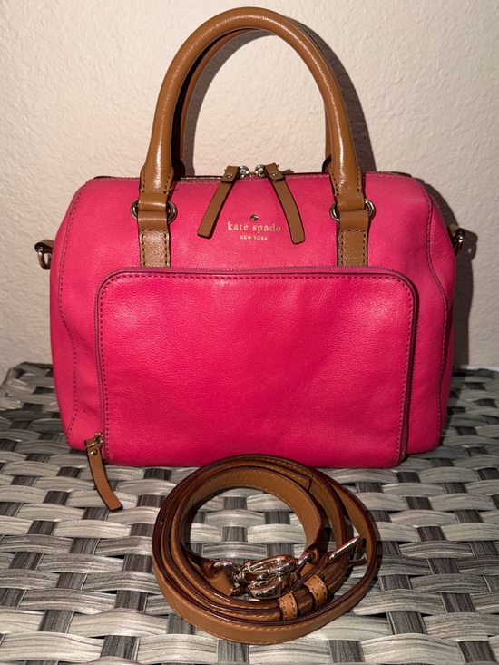 kate spade Handbags - Kate Spade Pink Leather Satchel Crossbody Bag Brown Top Handles